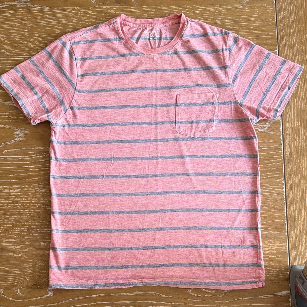 Banana Republic Coral and Gray Striped Tee